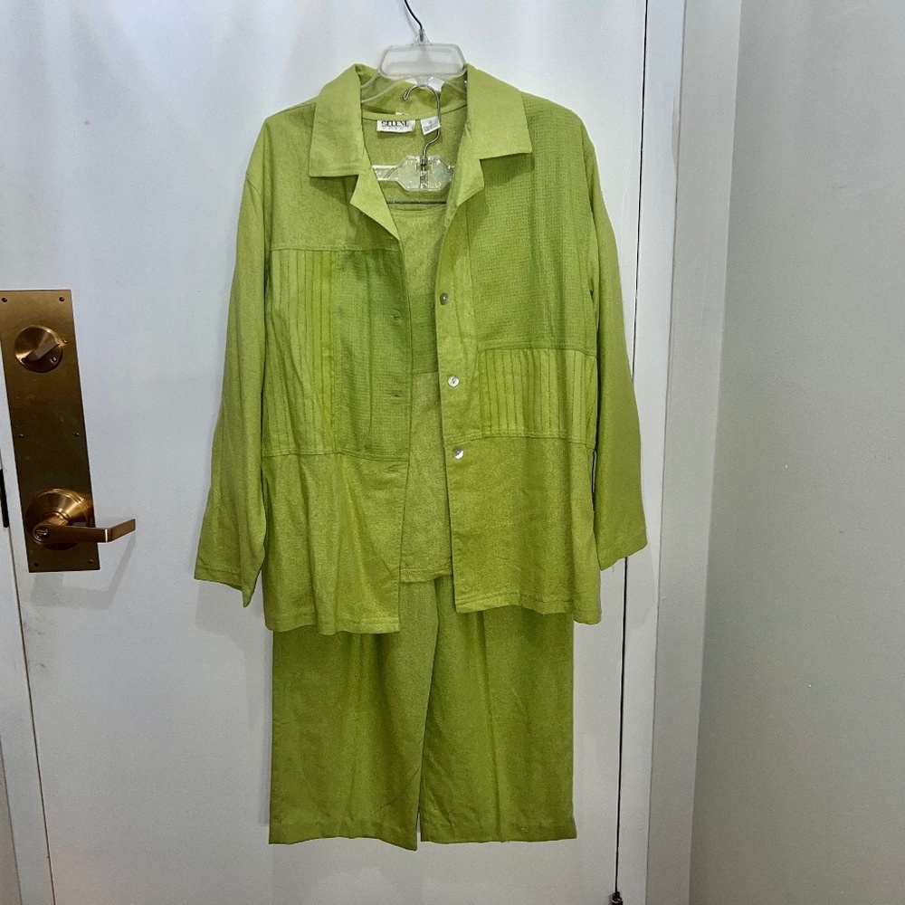 VINTAGE 90th SELENE SPORT 100% 3 peices suit lime color Size XL - beautiful!